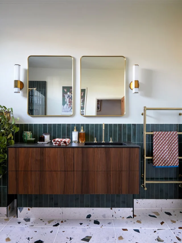 Bathrooms are possibly the most tricky to get right! Not only do we have so much choice but there’s also a myriad of decisions to make along the way. 
And these are decisions you’ll likely be living with for a while.
It’s not surprising that the ‘safer’ option is the one we often land on when making such long term decisions. 

But the safer option will never fill you with joy! 

Words from my client:
“The bathroom is a striking mix of masculine Art Deco and utilitarian style. It reflects our personality and feels luxurious. It was an investment in quality and enjoyment, and we couldn’t be happier with the result. If you want a home with personality, vibrancy, and flair, Kate is the one to trust.”

Photography by @annastathakiphoto 
#ModernBathroom #MidCenturyVibes #BathroomDesign #InteriorInspo #BoldInteriors #CharacterfulHomes #FlutedVanity #TerrazzoFloor #ZelligeTiles #BrassFixtures #DoubleVanity #FreestandingBath #WallLights #GreenTiles #WarmWoodTones #MixOfTextures #PatternLovers #ColourConfident #DesignDetails #InteriorDesignerLife #HomeStyleInspo #BathroomGoals #InteriorDesignDaily