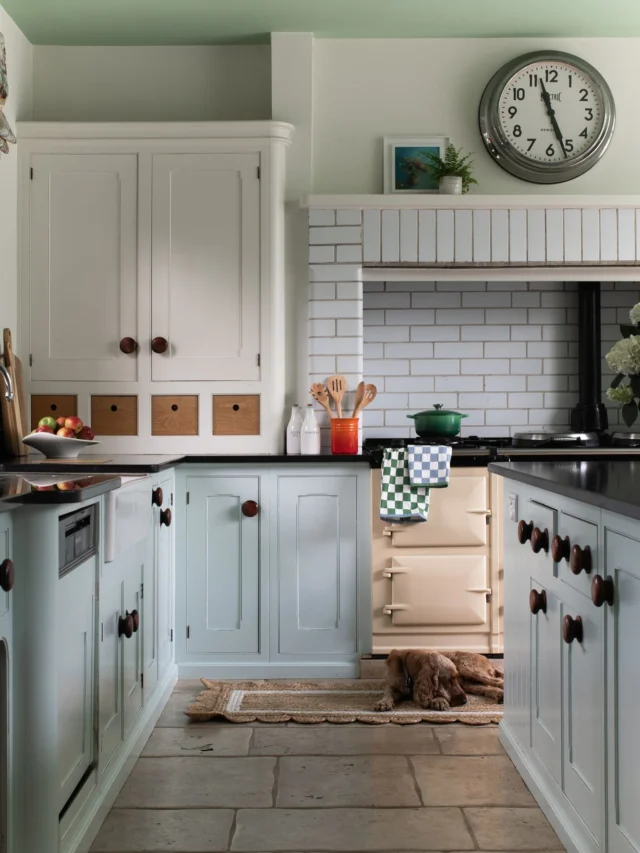 The kitchen at St Timothee got an upgrade too. Using a beautiful botanical design by @bofabrics for a Roman blind and gentle colour across the cabinets, walls and ceiling.
This large room now feels very connected to the outside.

Photography by @cecelinatornberg 
Styling by @interior.therapy 

#interiordesign #kitcheninspo #colourpsychology #paleblue #softtones #calminteriors #lightfilled #englishhomes #kitchenandliving #glassroom #countryhouse #natureinspireddecor #designwithcolour #interiorstyling #sttimothee